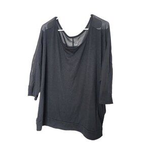 Lane Bryant womens black short sleeve shirt sz 22/24 scoop neck polyester sheer